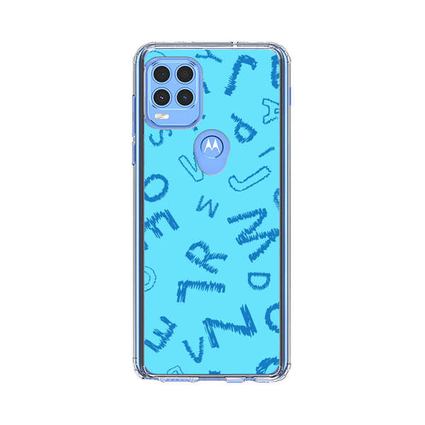 Blue background with random sketched alphabet letters Motorola Moto G Stylus 5G (2021) Case