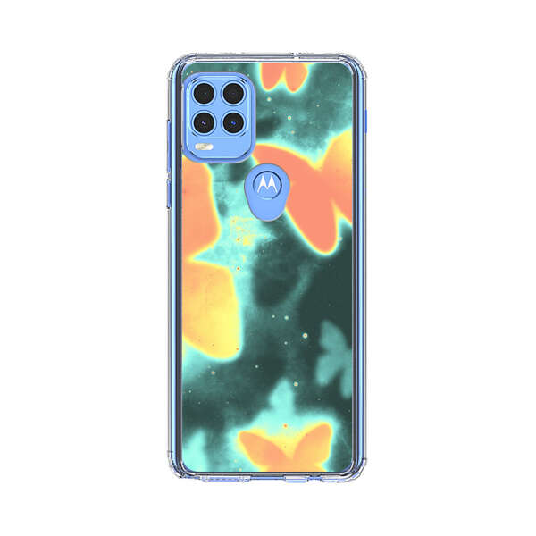 Bright Glowing Orange Butterflies Blue Background Motorola Moto G Stylus 5G (2021) Case