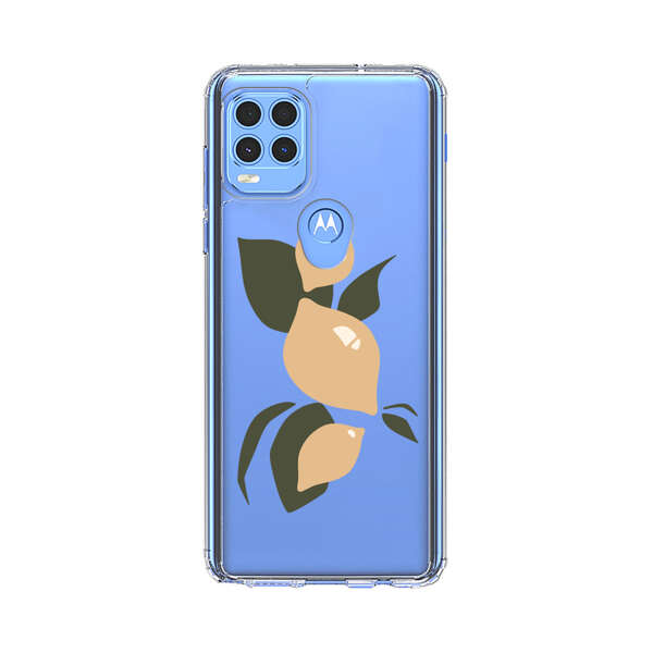 Minimalistic Beige Lemons with Green Leaves Motorola Moto G Stylus 5G (2021) Case