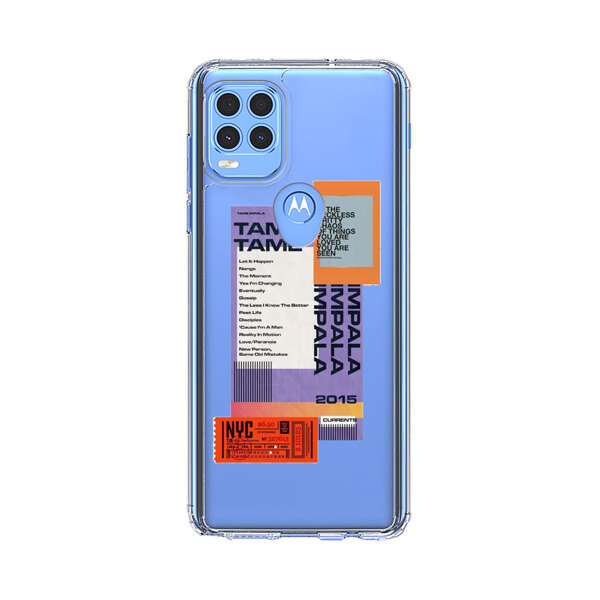 Modern Graphic Collage with Typography and Ticket Elements Motorola Moto G Stylus 5G (2021) Case