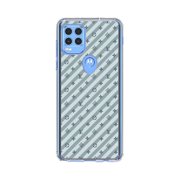 Stylish Blue Diagonal Striped Luxury Logo Pattern Motorola Moto G Stylus 5G (2021) Case