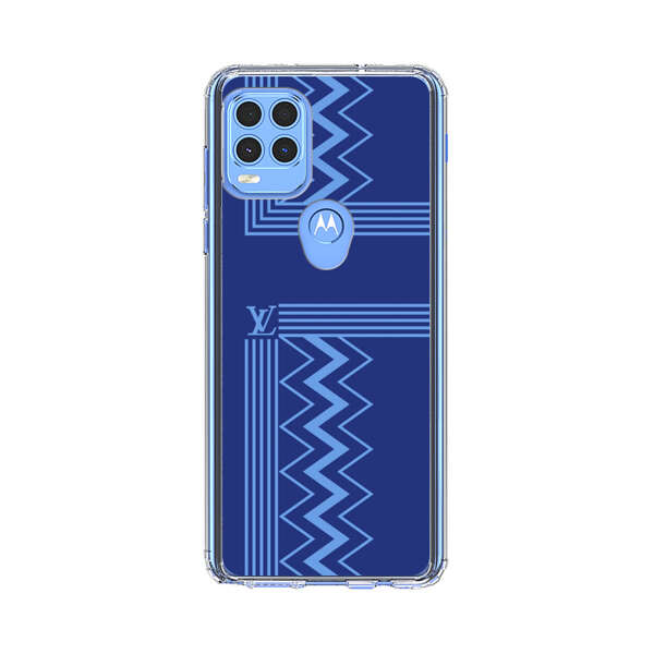 Stylish Geometric Zigzag Pattern in Blue Motorola Moto G Stylus 5G (2021) Case