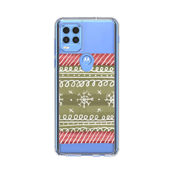 Winter Pattern with Snowflakes and Red Stripes Motorola Moto G Stylus 5G (2021) Case