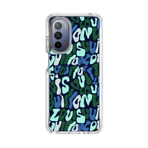 Abstract Layered Text Pattern in Blue and Green Motorola Moto G Stylus 5G (2022) Case