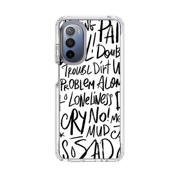 Black and White Negative Words Pattern Motorola Moto G Stylus 5G (2022) Case