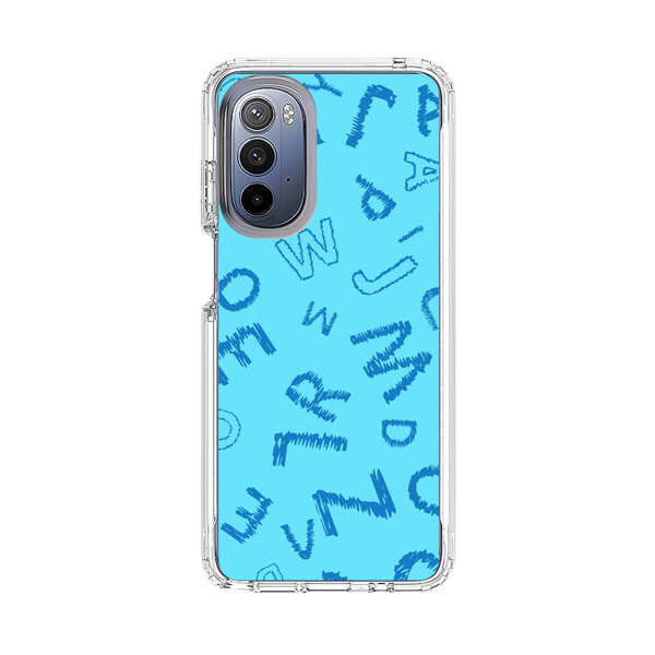 Blue background with random sketched alphabet letters Motorola Moto G Stylus 5G (2022) Case