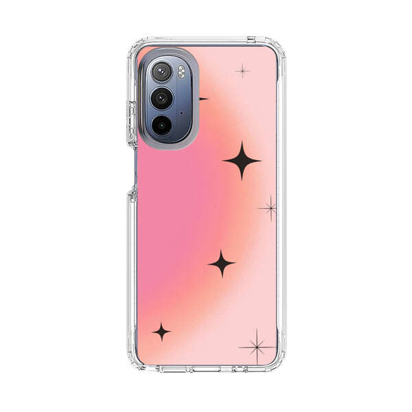 Pink Peach Gradient with Black Stars Motorola Moto G Stylus 5G (2022) Case