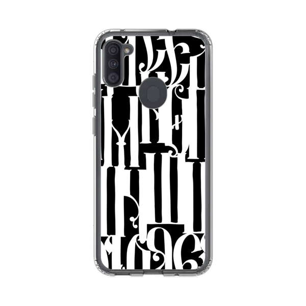 Abstract Black and White Pattern with Ornamental Letters Samsung Galaxy A11 Case