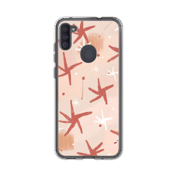 Abstract Star Pattern Red and White on Beige Background Samsung Galaxy A11 Case