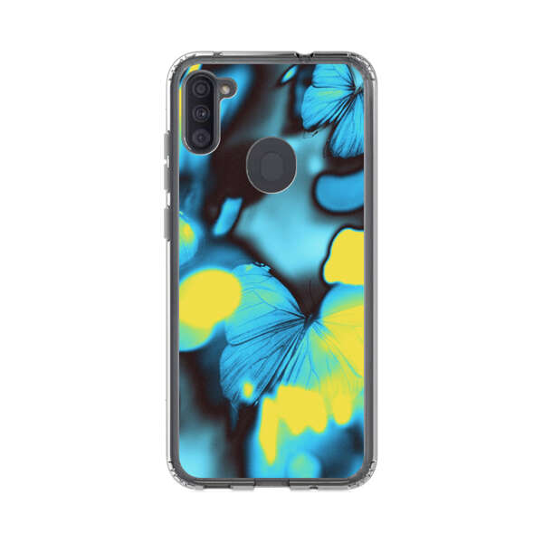 Blue Butterflies Glowing Abstract Background Samsung Galaxy A11 Case