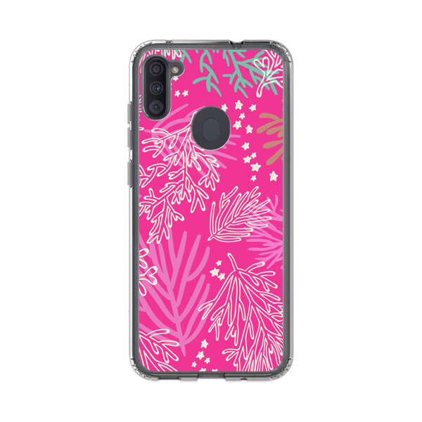 Bright Pink Tropical Leaf Pattern Samsung Galaxy A11 Case