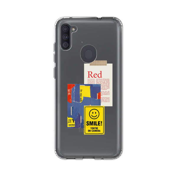 Collage Torn Paper Smiley Face Yellow Sign Samsung Galaxy A11 Case