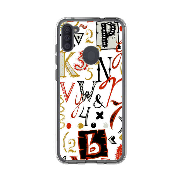 Colorful Hand Drawn Letters and Numbers Pattern Samsung Galaxy A11 Case