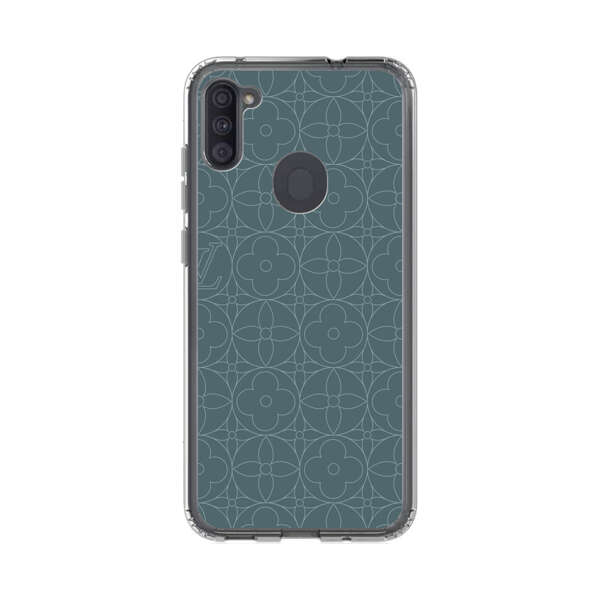 Elegant Blue Geometric Floral Pattern Samsung Galaxy A11 Case
