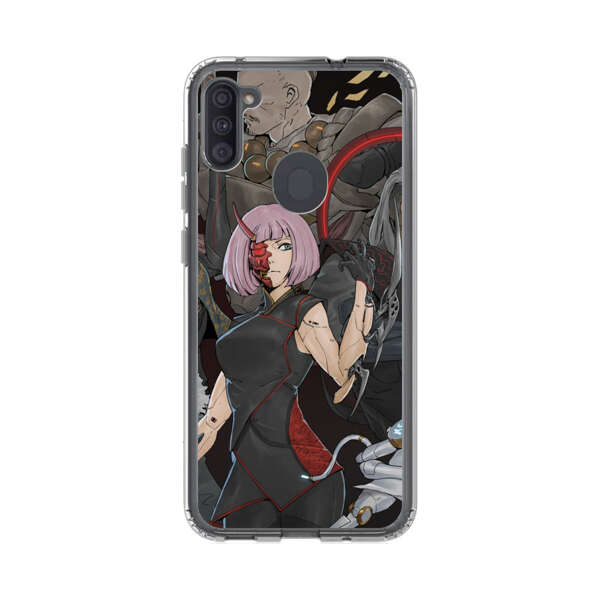 Futuristic Cyberpunk Warriors and Robotic Cat in Dynamic Pose Samsung Galaxy A11 Case
