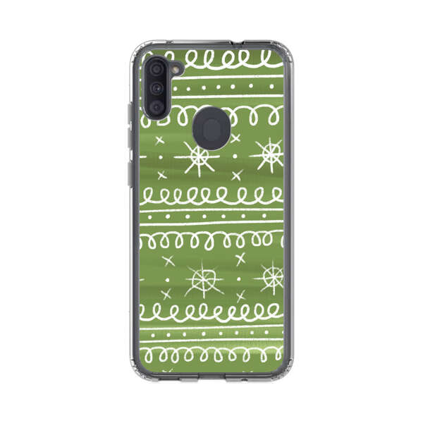 Green White Stars Loop Pattern Samsung Galaxy A11 Case