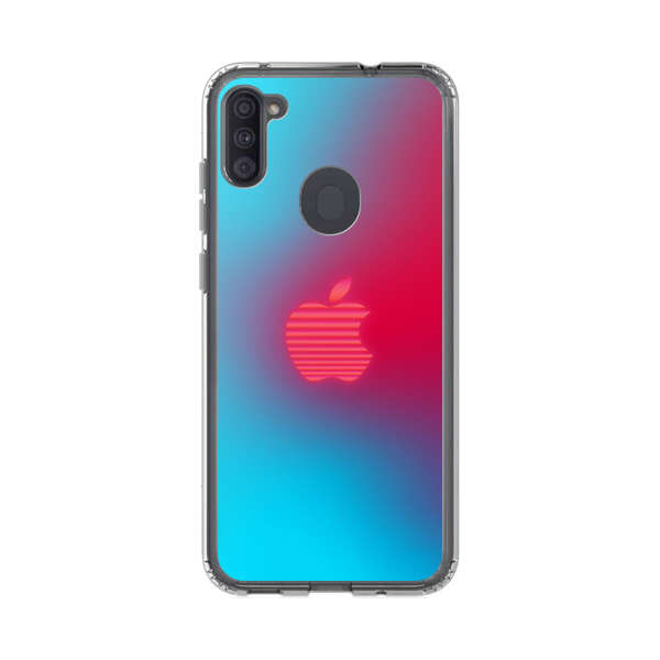Neon Striped Apple Logo Gradient Background Samsung Galaxy A11 Case