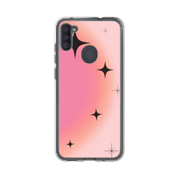 Pink Peach Gradient with Black Stars Samsung Galaxy A11 Case