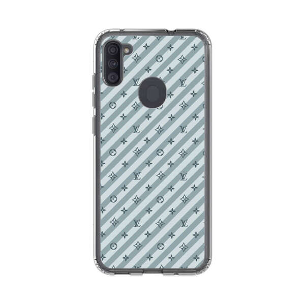 Stylish Blue Diagonal Striped Luxury Logo Pattern Samsung Galaxy A11 Case