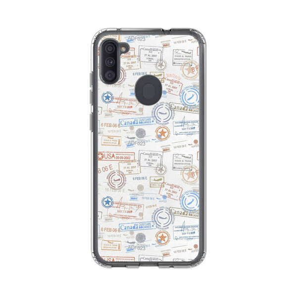 Vintage Passport Stamps Pattern Samsung Galaxy A11 Case