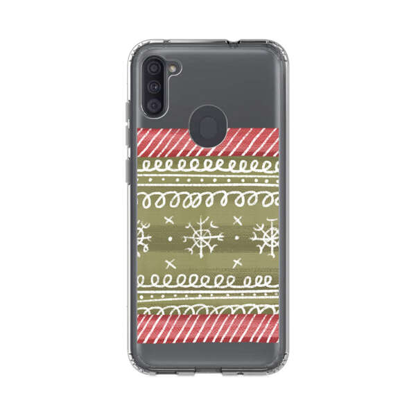 Winter Pattern with Snowflakes and Red Stripes Samsung Galaxy A11 Case