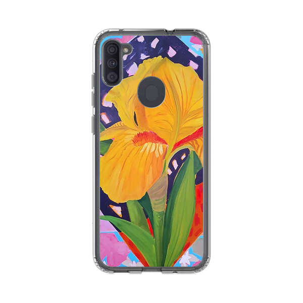Yellow Iris Flower with Colorful Patchwork Background Samsung Galaxy A11 Case