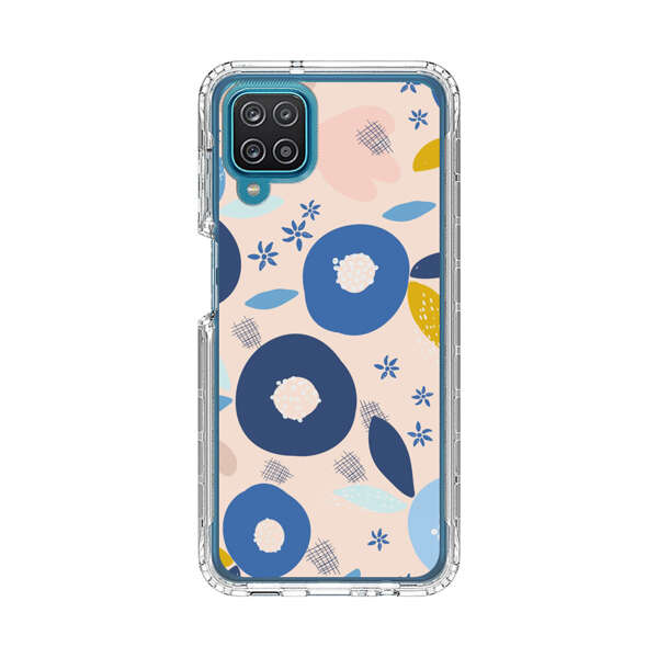 Abstract Floral Pattern with Blue, Pink and Mustard Flowers Samsung Galaxy A12 Case