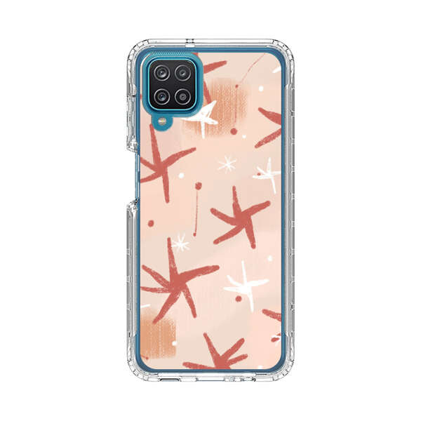 Abstract Star Pattern Red and White on Beige Background Samsung Galaxy A12 Case