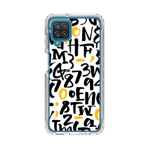 Abstract Typography Letter Number Pattern Samsung Galaxy A12 Case