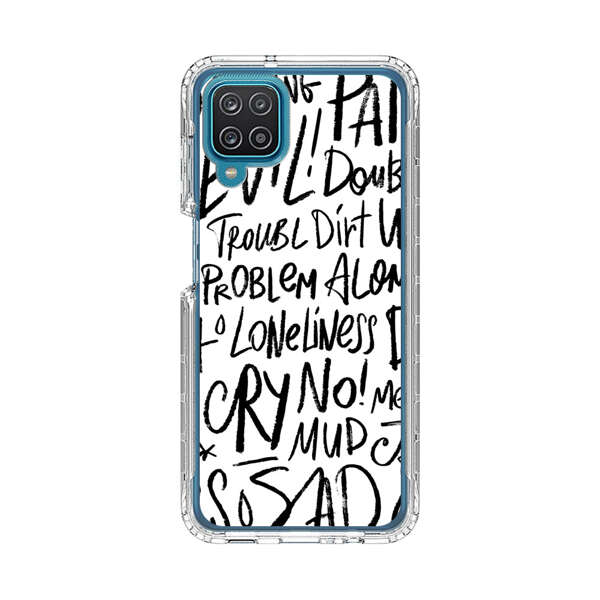 Black and White Negative Words Pattern Samsung Galaxy A12 Case