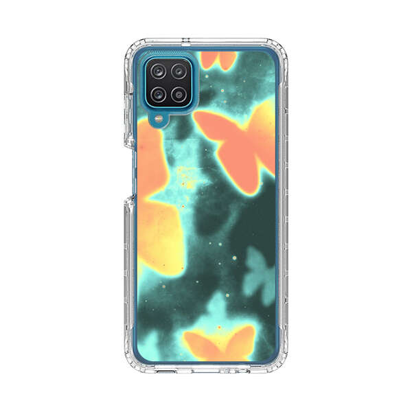 Bright Glowing Orange Butterflies Blue Background Samsung Galaxy A12 Case