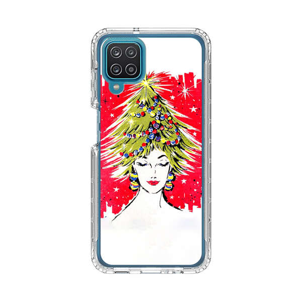 Christmas Tree Hair Woman Red Background Samsung Galaxy A12 Case