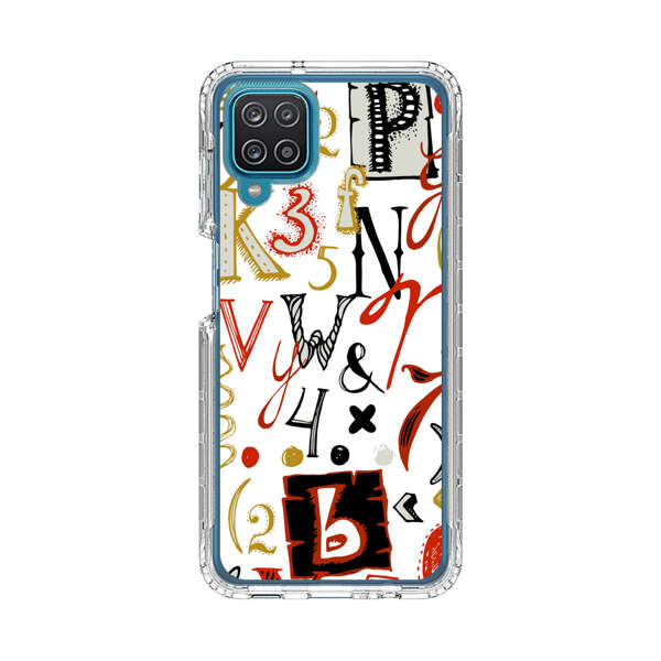 Colorful Hand Drawn Letters and Numbers Pattern Samsung Galaxy A12 Case