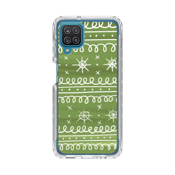 Green White Stars Loop Pattern Samsung Galaxy A12 Case
