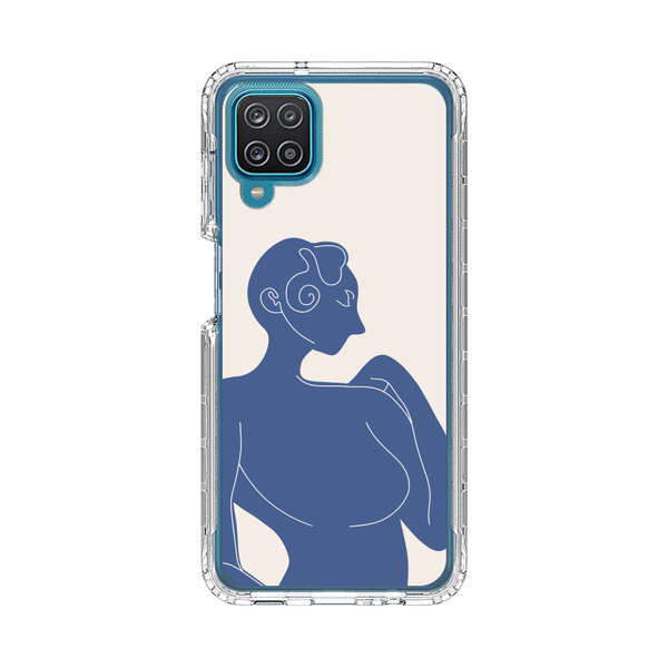 Minimalistic Abstract Female Silhouette Blue Samsung Galaxy A12 Case