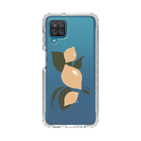 Minimalistic Beige Lemons with Green Leaves Samsung Galaxy A12 Case