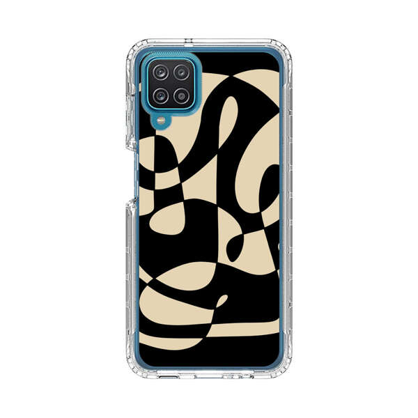 Modern Abstract Beige and Black Geometry Samsung Galaxy A12 Case