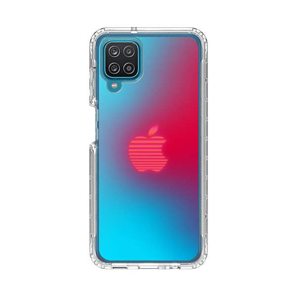 Neon Striped Apple Logo Gradient Background Samsung Galaxy A12 Case
