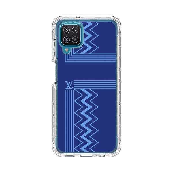 Stylish Geometric Zigzag Pattern in Blue Samsung Galaxy A12 Case