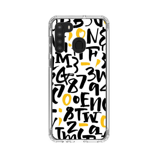 Abstract Typography Letter Number Pattern Samsung Galaxy A21 Case