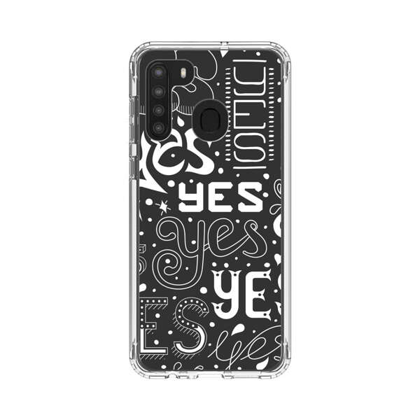 Bold Playful Typography Yes Pattern Samsung Galaxy A21 Case