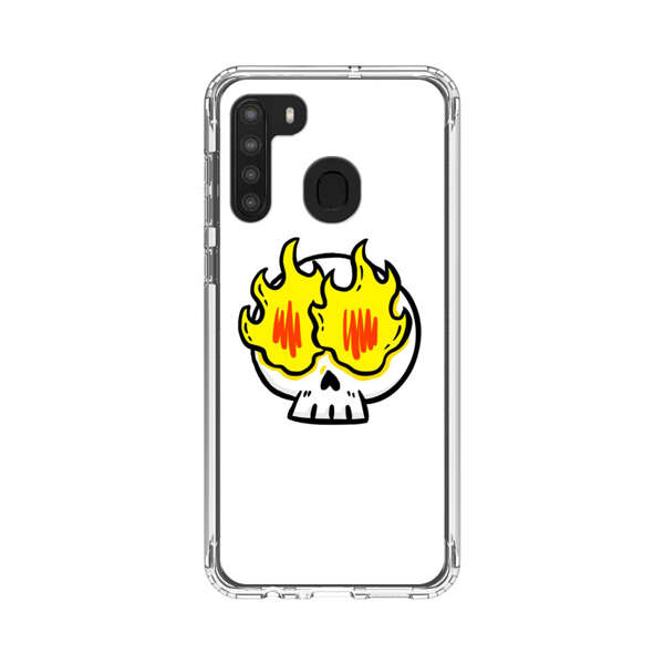 Cartoon Skull with Flames Samsung Galaxy A21 Case