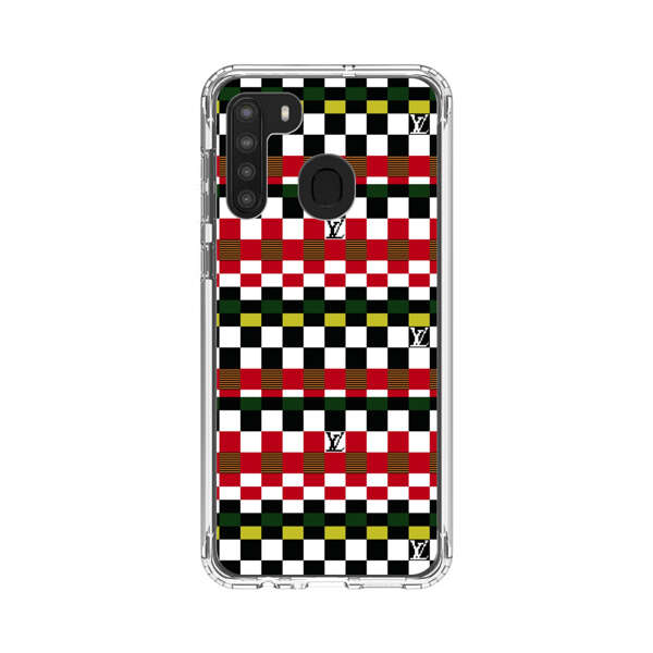 Colorful Checkerboard Stripes Pattern Samsung Galaxy A21 Case