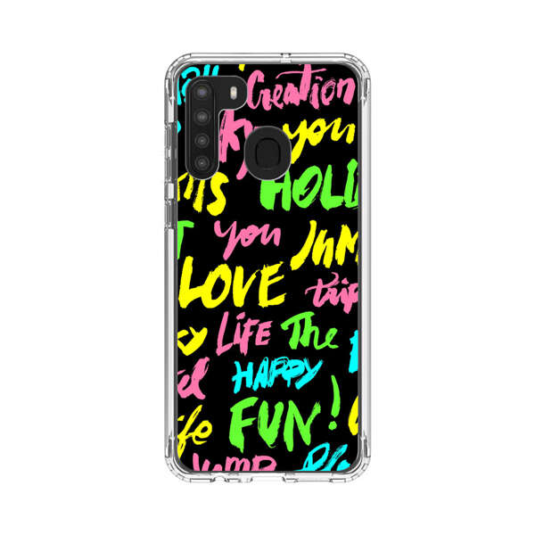 Colorful Positive Motivational Words Pattern Samsung Galaxy A21 Case