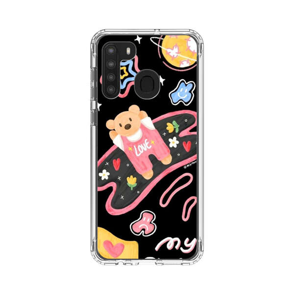 Cute Teddy Bear Love Space Design Samsung Galaxy A21 Case