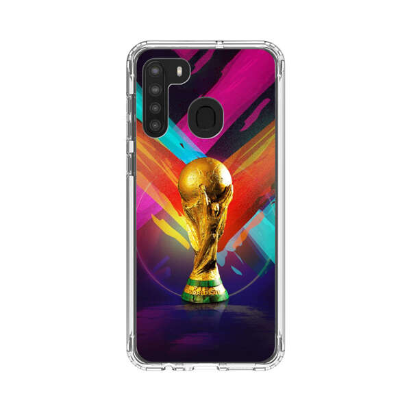 Golden Soccer Trophy with Colorful Abstract Background Samsung Galaxy A21 Case