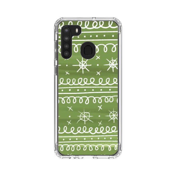 Green White Stars Loop Pattern Samsung Galaxy A21 Case