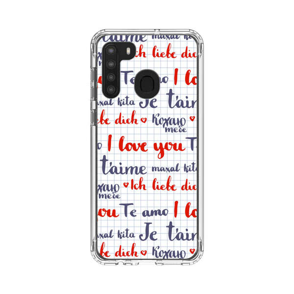 Love Message Multilingual Pattern Samsung Galaxy A21 Case