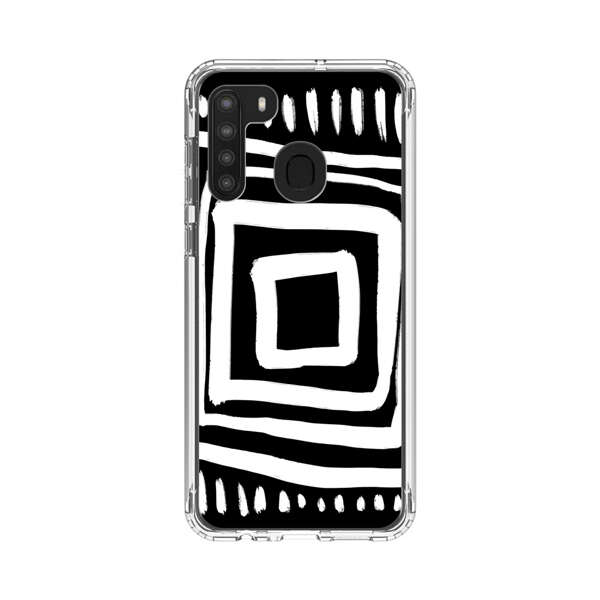 Minimalist Geometric Black and White Design Samsung Galaxy A21 Case