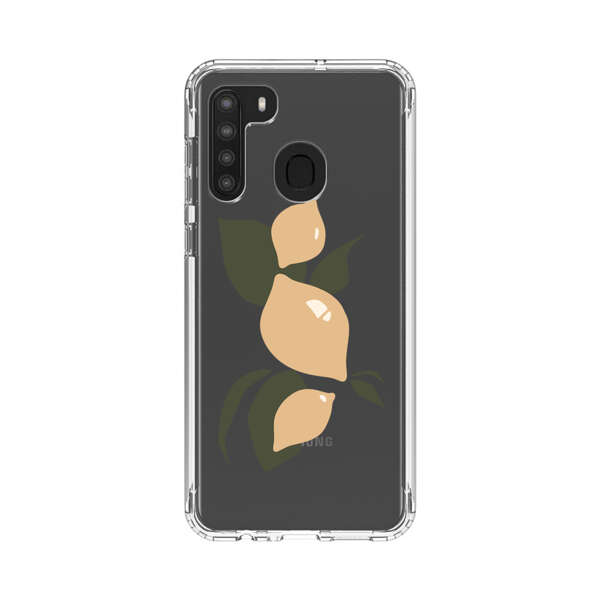 Minimalistic Beige Lemons with Green Leaves Samsung Galaxy A21 Case